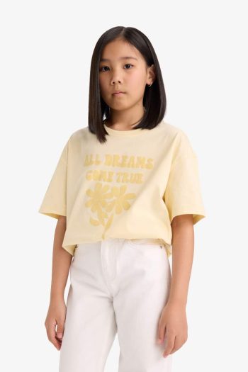 Girl's Oversized Loose Fit Round Neck Short Sleeve T-Shirt