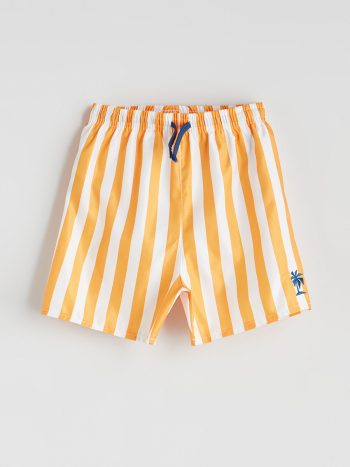 LCW Kids Orange Elastic Waist Striped Boy's Swim Shorts
