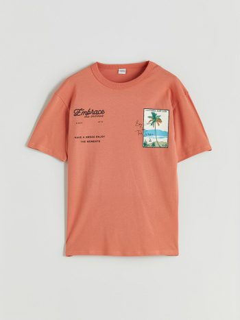 LCW Kids Orange Crew Neck Boys T-Shirt
