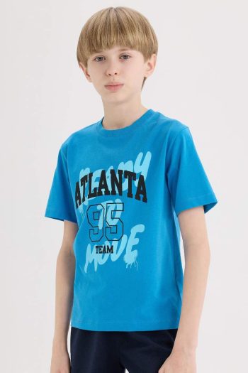 Boys' Bicycle Collar Printed Short Sleeve T-Shirt