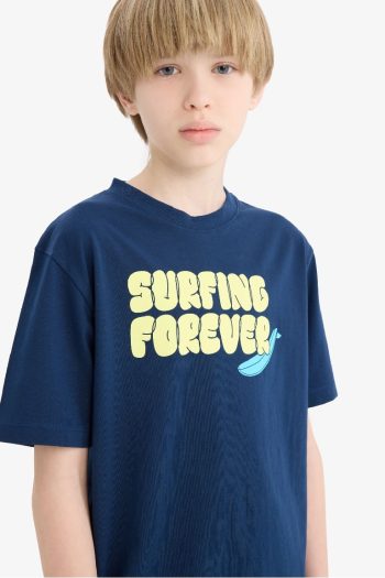 Boys' Short Sleeve T-Shirt with Bicycle Print