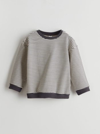 LCW Baby Antracite Striped Crew Neck Sweatshirt for Boys