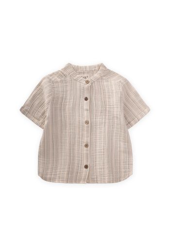 Muslin Shirt for Ages 2-10 in Olive Brown Striped