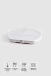 3-Compartment Covered Silicone Suction Beige Feeding Plate