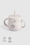 Silicone Water Bottle with Straw and Snack Cup Beige