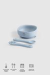 Silicone Vacuum Blue Feeding Plate Fork Spoon Set