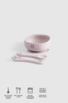 Silicone Vacuum Pink Baby Plate and Fork Spoon Set