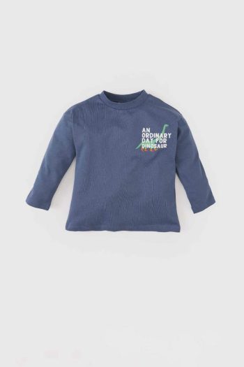 Boy's Printed Long Sleeve Bicycle Neck T-Shirt