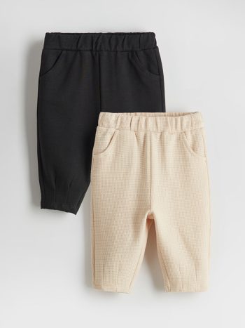 LCW Baby Beige Elastic Waistband Boys' Baby Sweatpants Set of 2