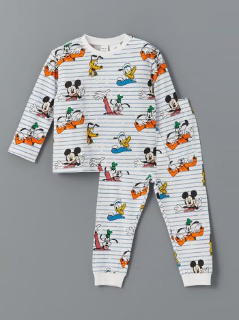LCW Baby                                                                                          Ecru Mickey Mouse Printed Boys' Pajama Set