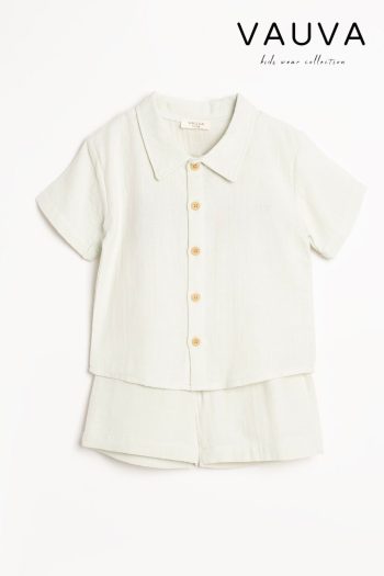 Baby Muslin Shirt and Shorts Set 2-Piece Button-Up 100% Cotton Kids Outfit