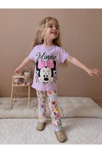 Jolly Kids Girls' Red Floral Patterned Ribbed Leggings Set