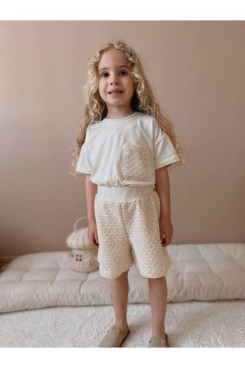 Jolly Kids Girls' Cream Lace Shorts Set