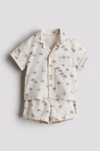 La’ciel Palm Print Collar Set - Cream