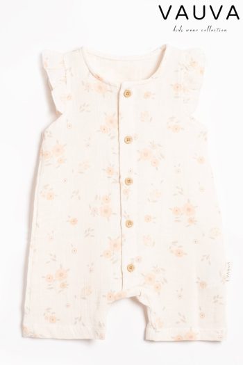 Baby Girl & Child 100% Cotton Printed Button Muslin Romper