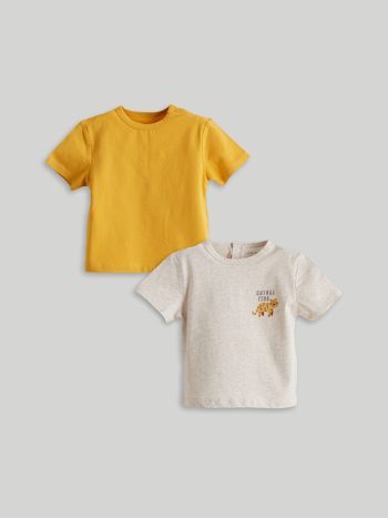 LCW Baby  Ecru Printed Baby Boys' T-shirt 2-Pack