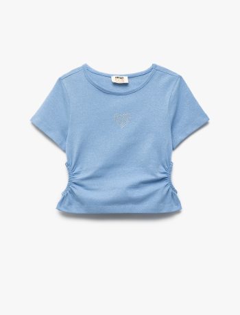 Girl's Short Sleeve Cotton Crop Top with Window Detail