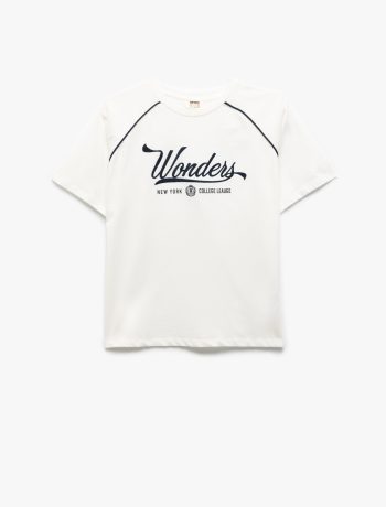 Girls' Bicycle Neck Short Sleeve Embroidered Cotton T-Shirt