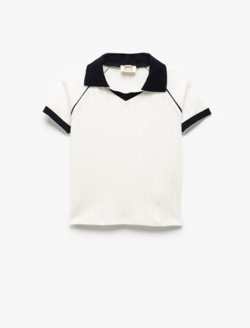 Cotton Short-Sleeve Pique Collar T-Shirt for Girls
