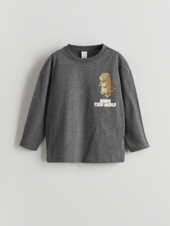 LCW Kids Gri Bicycle Neck Printed Boys' T-Shirt