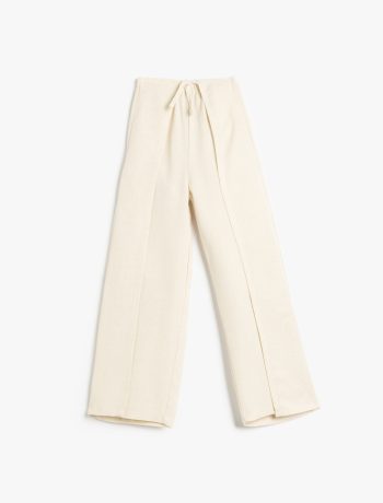 Girls' Wide-Leg Pants with Ties Made of Viscose and Linen Blend