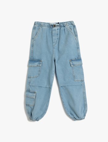 Girls’ Cotton Cargo Pocket Jogger Jeans