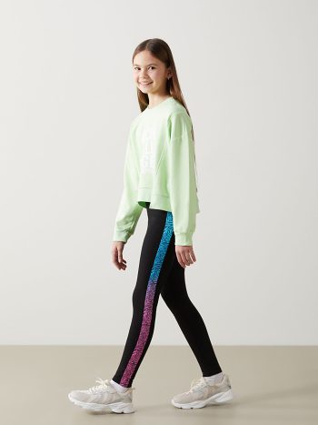 LCW Kids Black Elastic Waist Girls Leggings