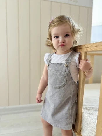 Soft Denim Dress with Ruffled T-Shirt - 2-Piece Set