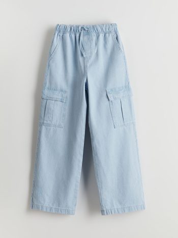 LCW Kids Indigo Waistband Elastic Girls Cargo Jeans