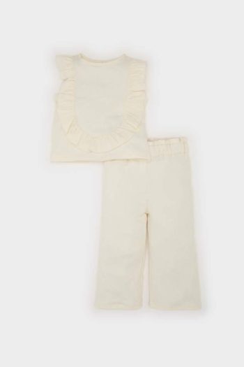 Girl's Baby 2-Piece Set: Sleeveless Blouse with Elastic Waist Wide-Leg Pants