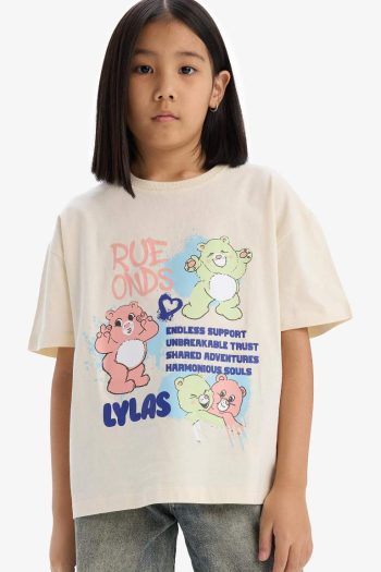 Girls' Oversized Loose Fit Bike Neck Short Sleeve T-Shirt