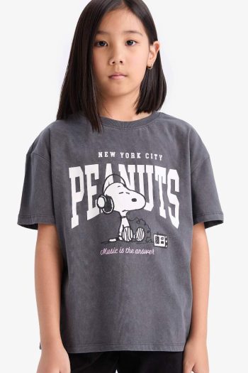 Girls' Snoopy Relax Fit Crew Neck Short Sleeve T-Shirt