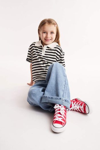 Girl's Relax Fit Striped Short Sleeve Polo Shirt