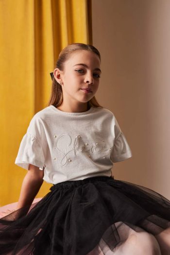 Girl's April 23rd Children's Day Bicycle Neck Printed Short Sleeve T-Shirt