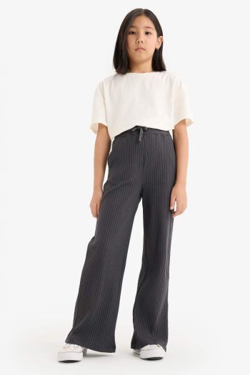 Girls' Stretchy Waist Wide Leg Trousers