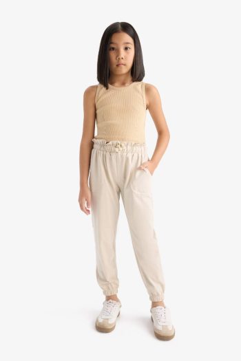 Girls' Flexible Waist Pocket Jogger Pants