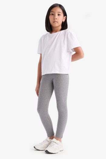 Girls' Ribbed Long Leggings