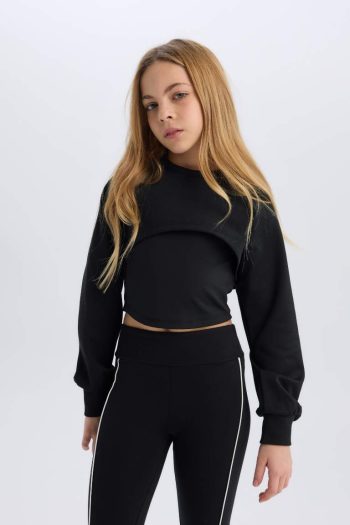 Girl's Flexible Waistband Long Leggings with Trim