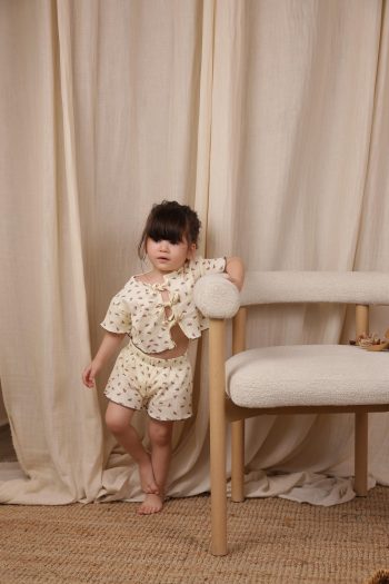 Laced Bow Patterned Girl's Shorts Set