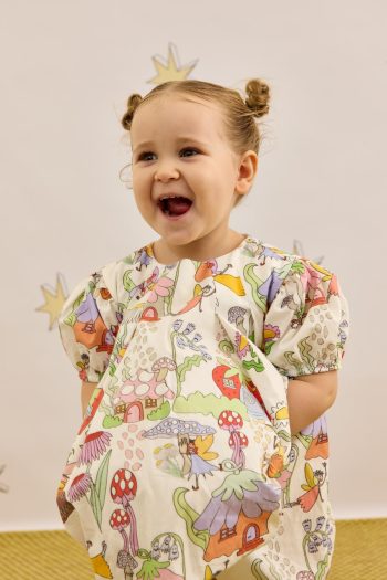 Mushroom Pattern Cream Bomb Dress