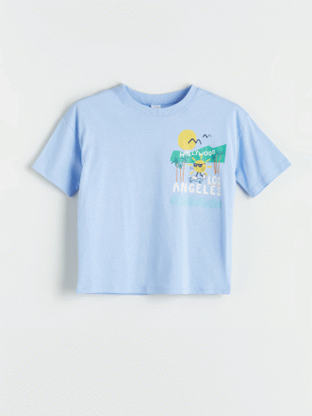 LCW Kids Mavi Crew Neck Printed Boys' T-Shirt