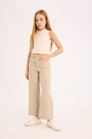 Girl's Wide Leg Cargo Jeans