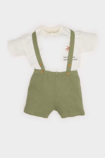 Boys' Baby 2-Piece Set Printed Short Sleeve T-Shirt and Overalls