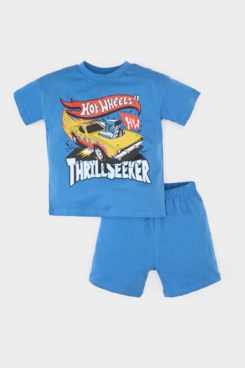 Boys' Hot Wheels 2-Piece Set Short Sleeve T-Shirt with Elastic Waist Shorts