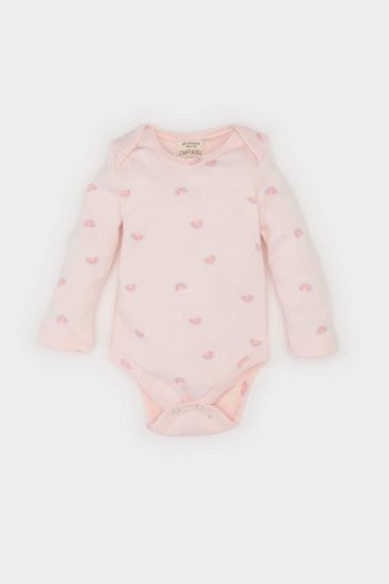 Baby Girl Newborn Bicycle Collar Rainbow Printed Long Sleeve Snaps Bodysuit