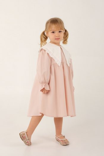 Ruffled Collar Dress Powder Pink