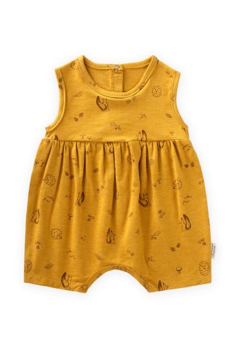 Patterned Short Jumpsuit 0-3 Years Mustard Yellow