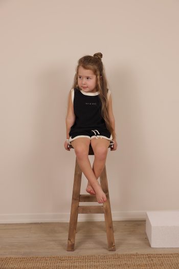Black Unisex Tank Top and Shorts Set