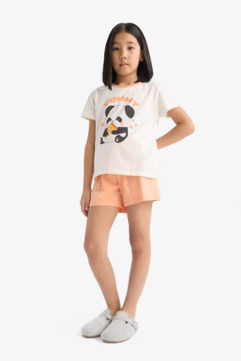 Girls' Pajama Set - Short Sleeve Pajama Top with Elastic Waist Shorts