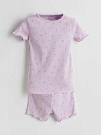 LCW Baby Lila Floral Girl's Pajama Set with Shorts